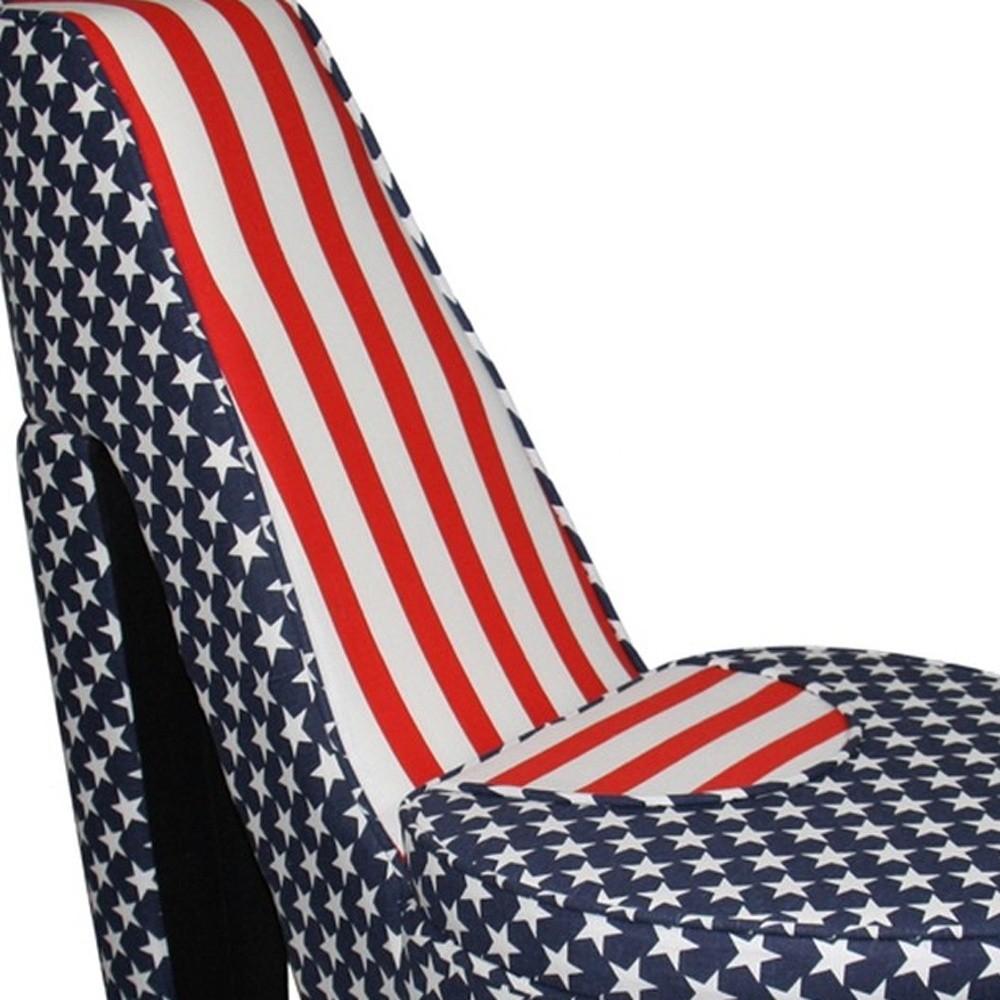 Red White and Blue Patriotic Print 2 High Heel Shoe Storage Chair