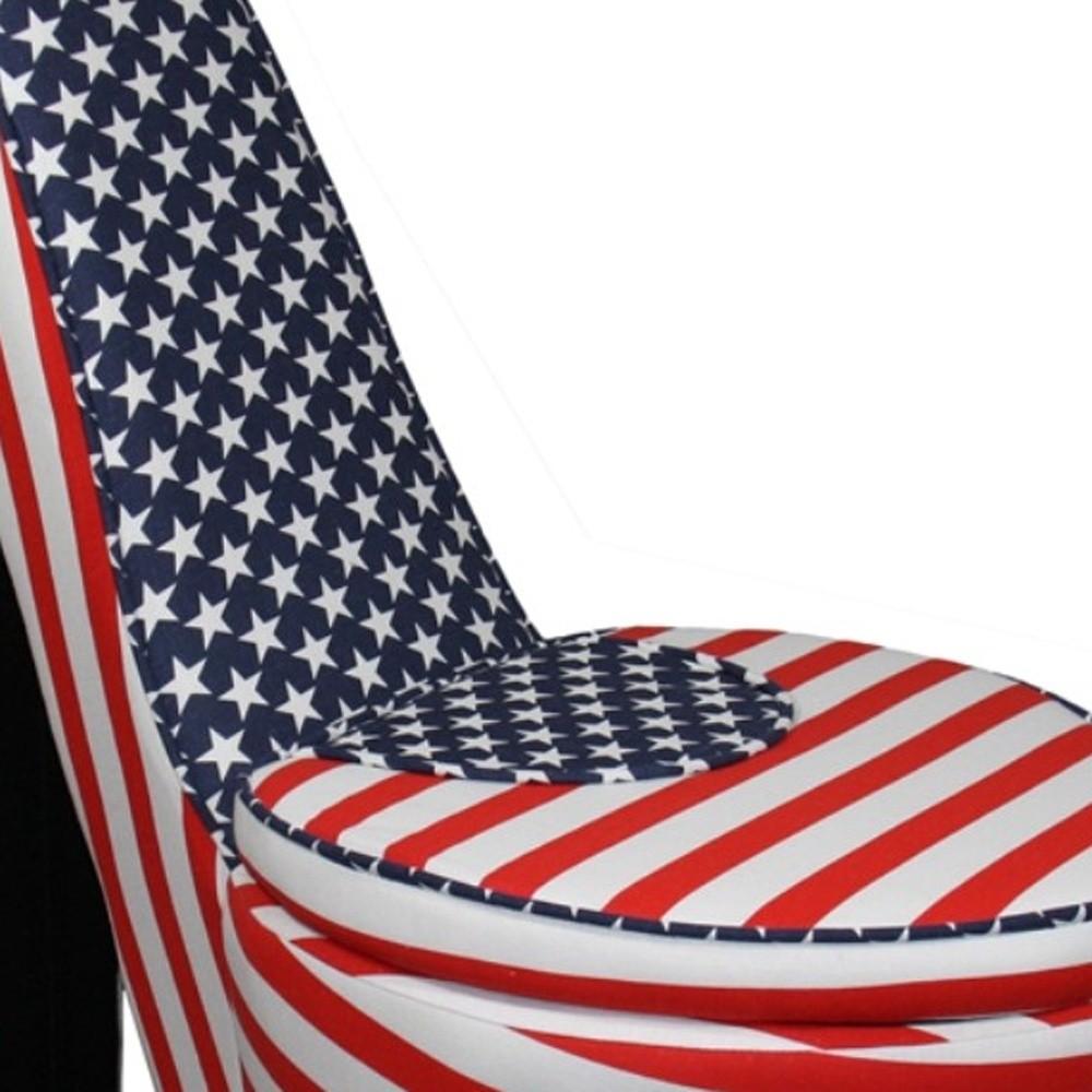 Red White and Blue Patriotic Print 3 High Heel Shoe Storage Chair