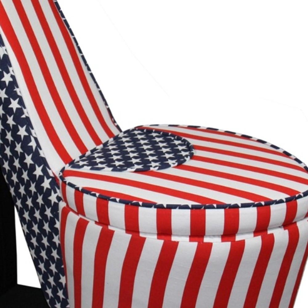 Red White and Blue Patriotic Print 4 High Heel Shoe Storage Chair