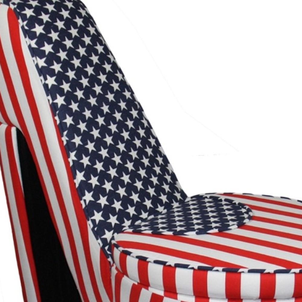 Red White and Blue Patriotic Print 5 High Heel Shoe Storage Chair