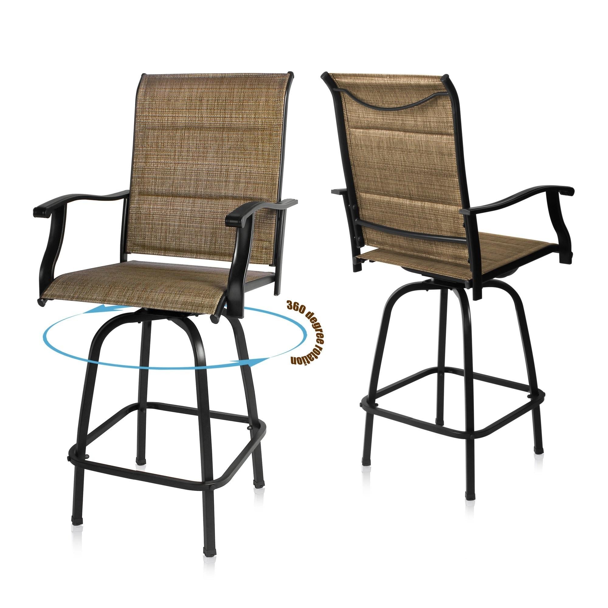 Set of 2 Brown Swivel Indoor Outdoor Bar Stools