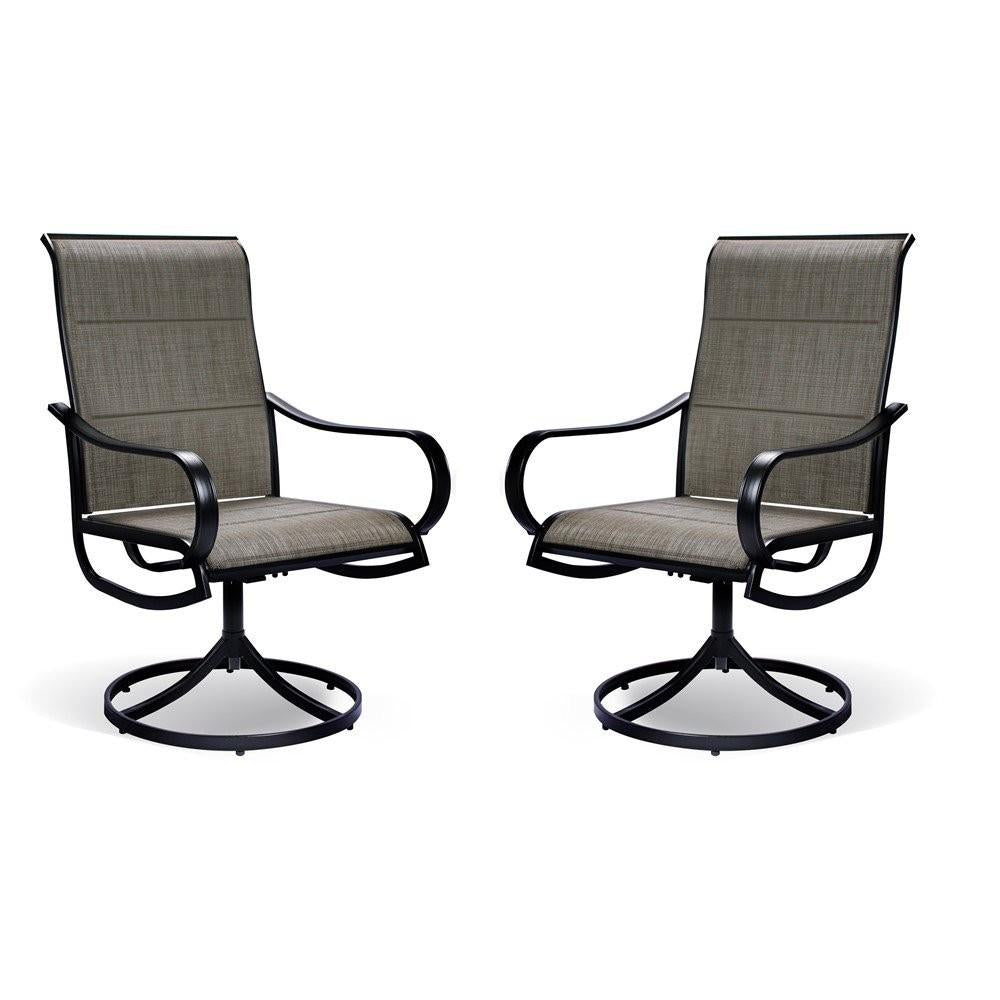 Set of 2 Gray Padded Swivel Dining Chairs