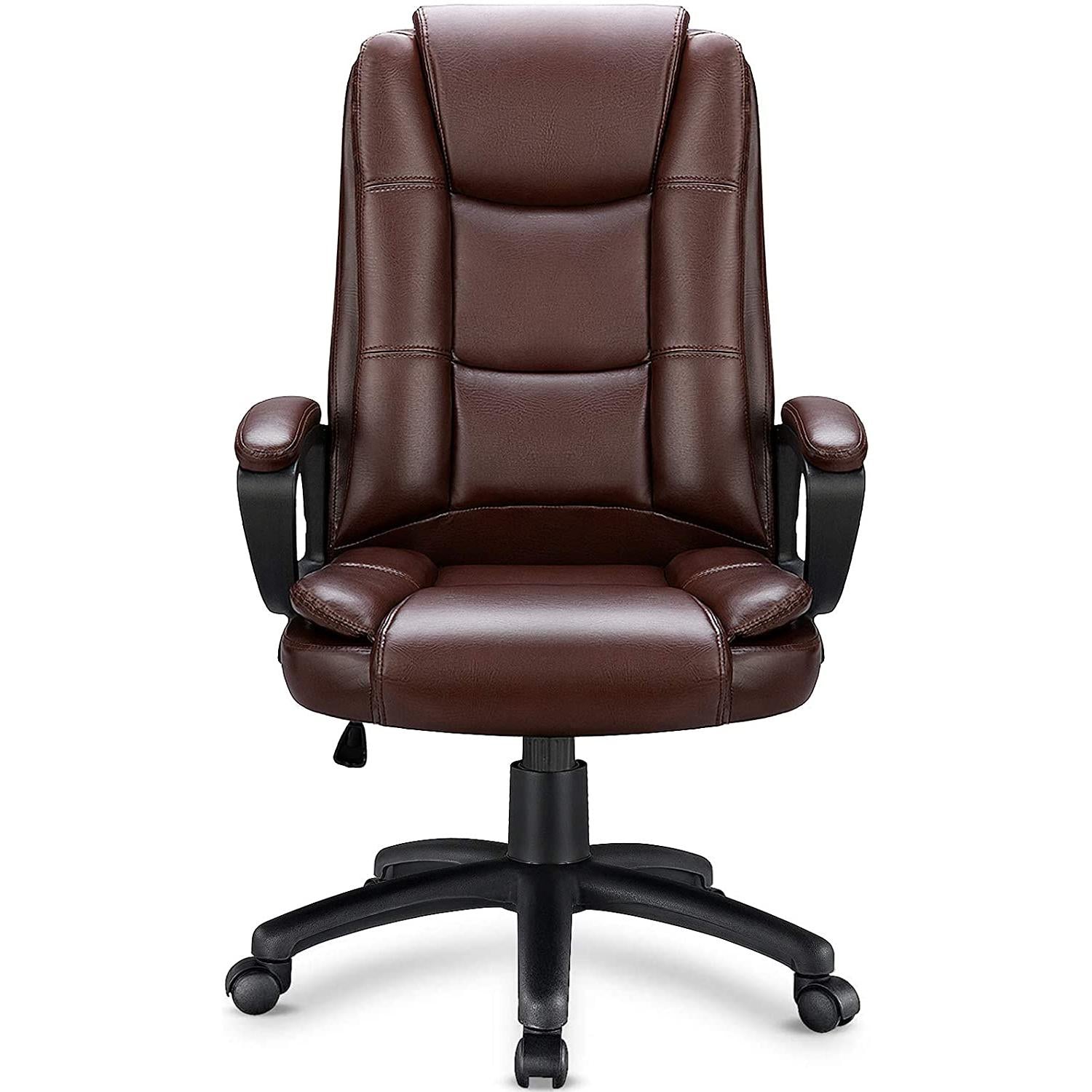 Brown Leather Executive Chair with Lumbar Support