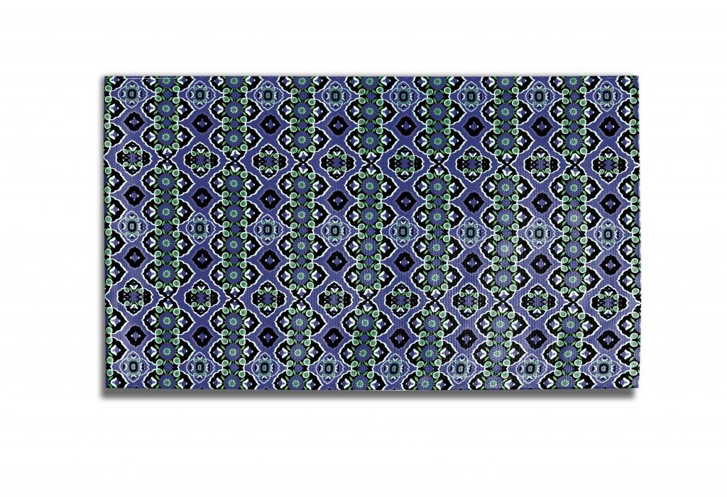 Blue And Green Geometric Non Skid Area Rug