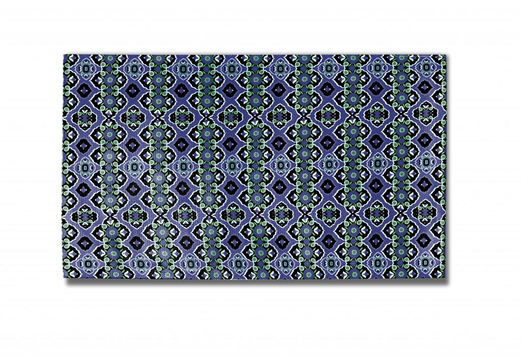 5' X 7' Black Blue Green Area Rug Default Title