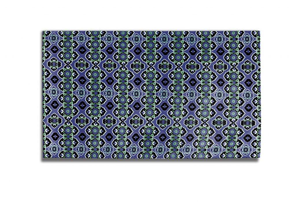 5' X 7' Black Blue Green Area Rug
