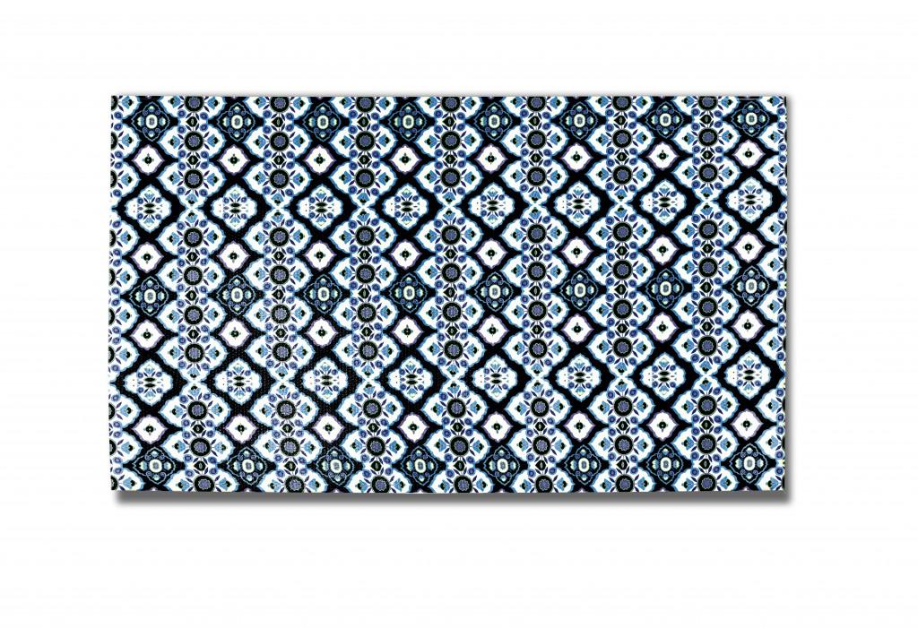 5' X 7' Black And Blue Oriental Area Rug