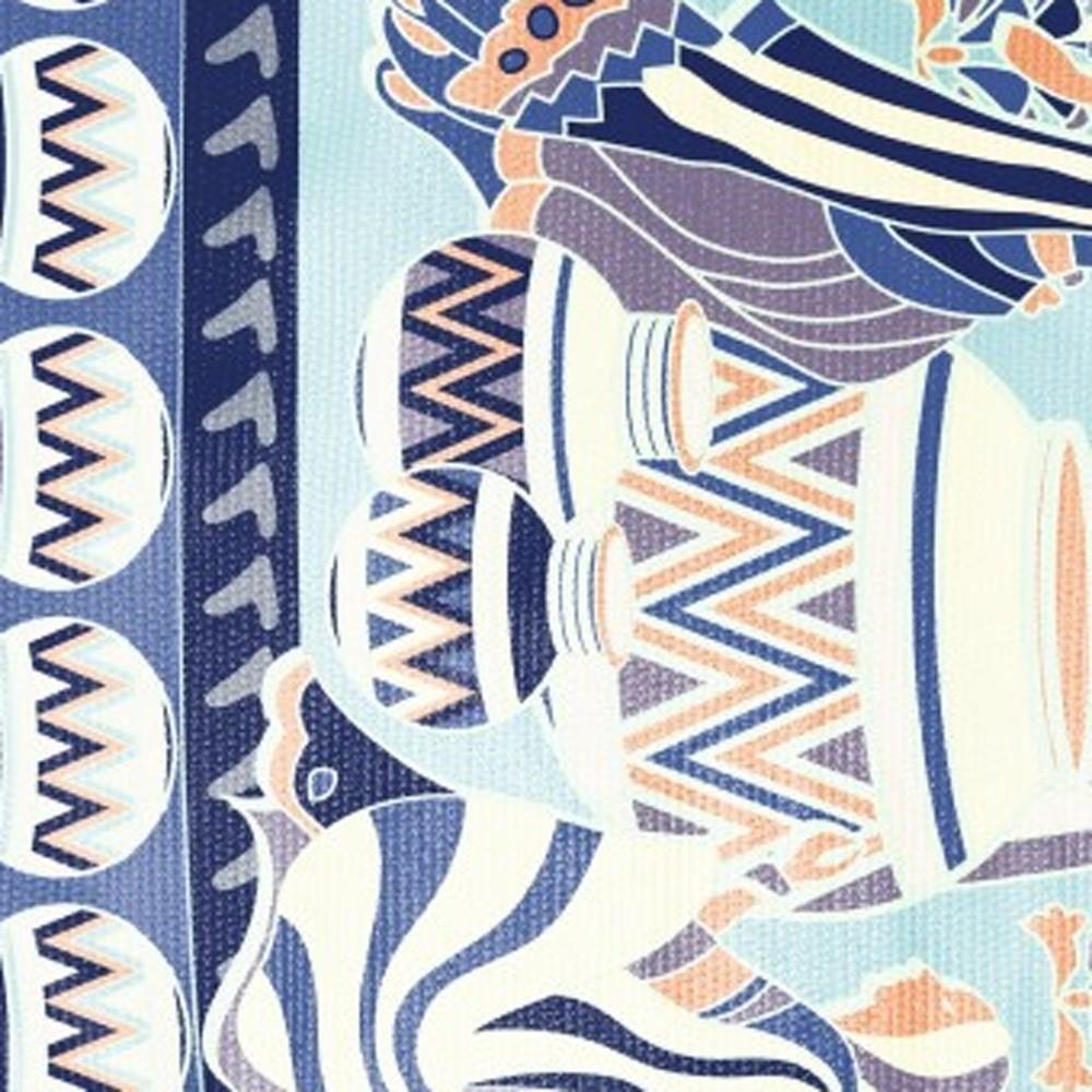 5' X 7' Blue And Orange Abstract Area Rug