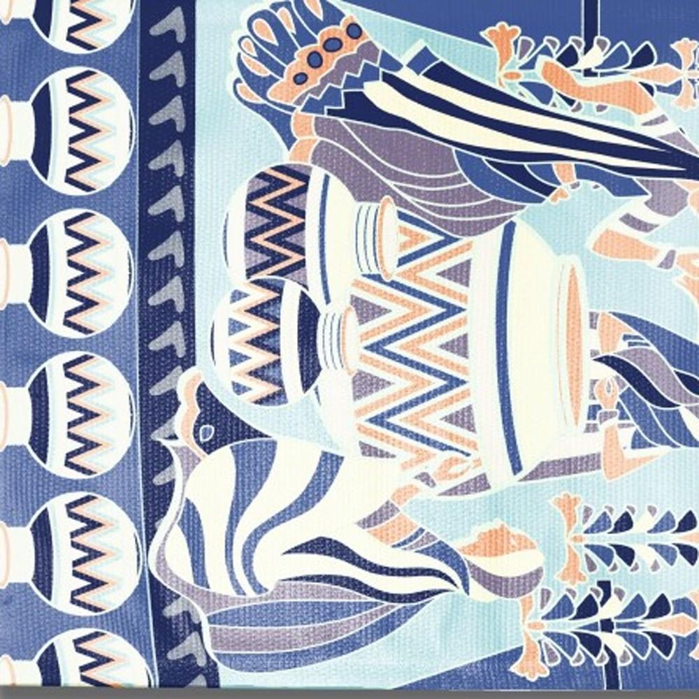 5' X 7' Blue And Orange Abstract Area Rug