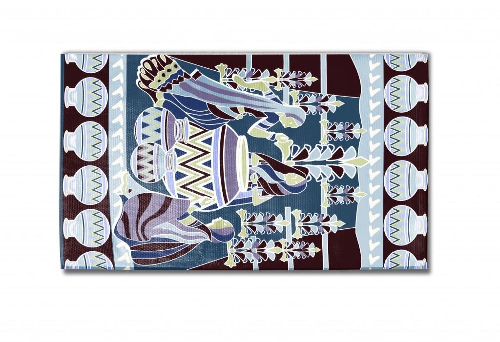 5' X 7' Dark Brown And Dark Blue Abstract Area Rug Default Title