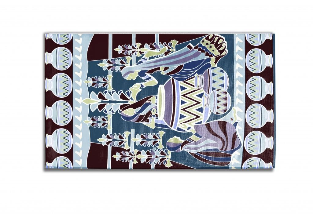 5' X 7' Dark Brown And Dark Blue Abstract Area Rug