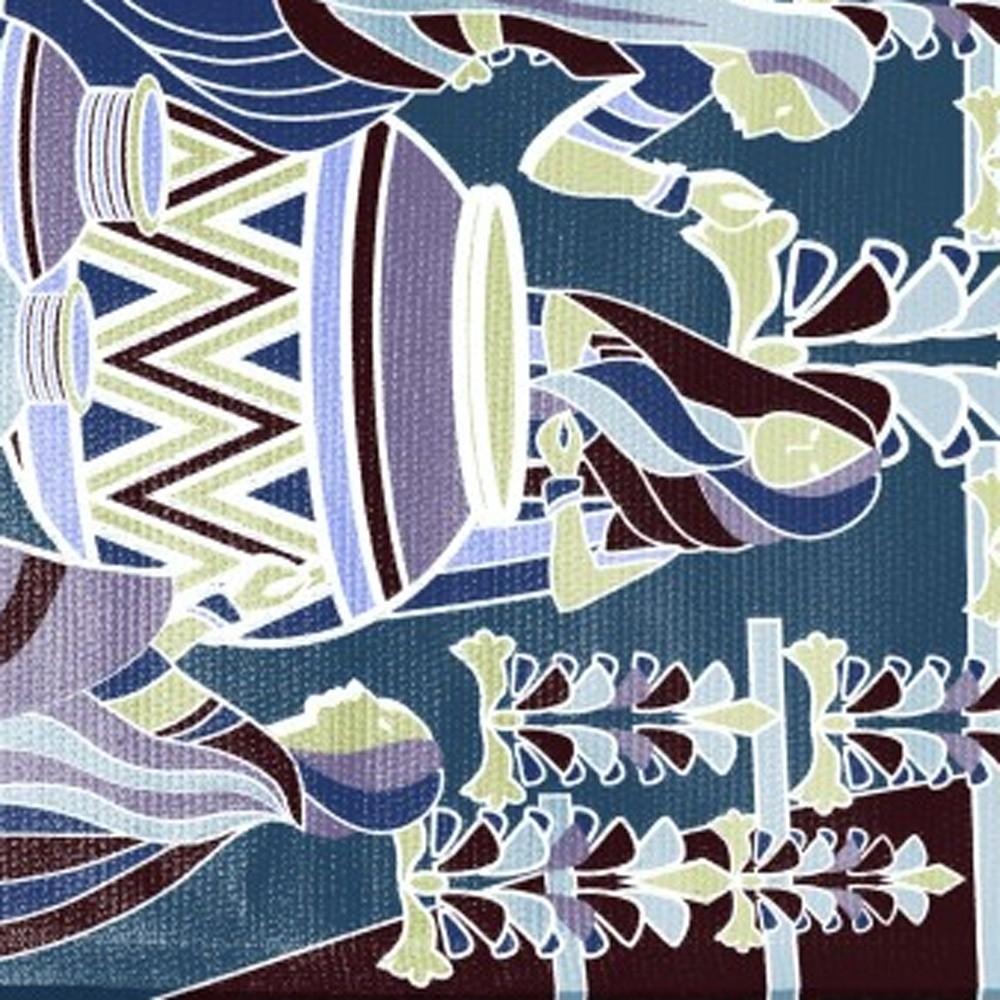 5' X 7' Dark Brown And Dark Blue Abstract Area Rug