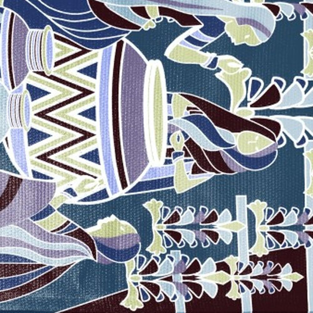 5' X 7' Dark Brown And Blue Abstract Area Rug Default Title