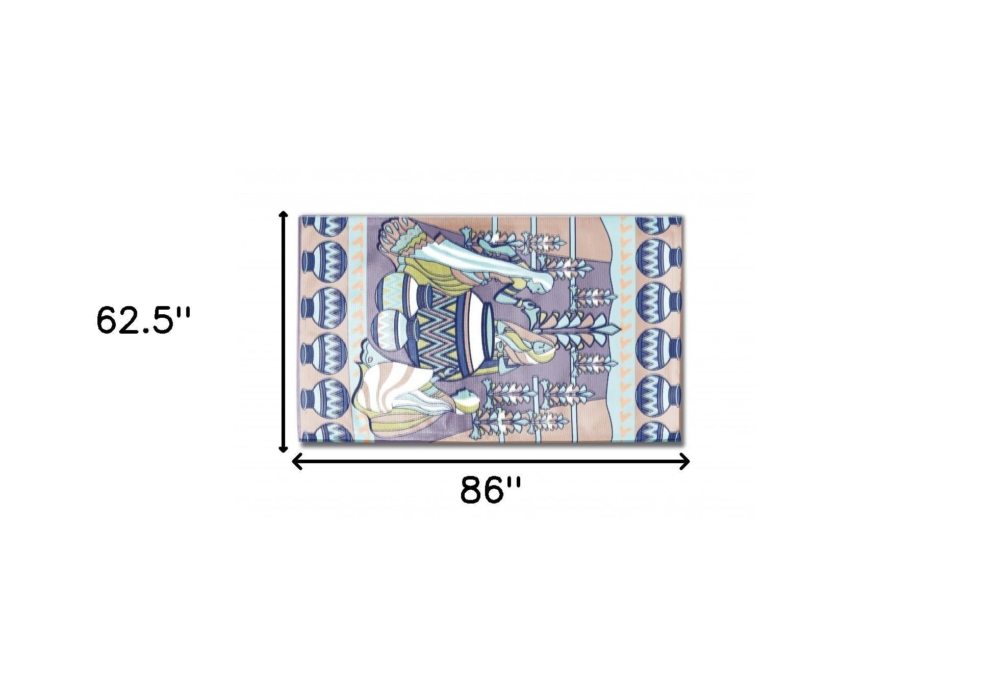 5' X 7' Muted Purple And Brown Abstract Area Rug