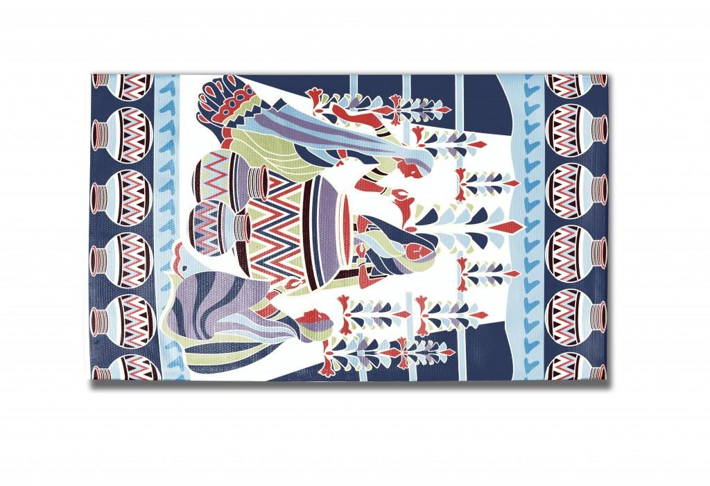 5' X 7' Red And Blue Abstract Area Rug Default Title