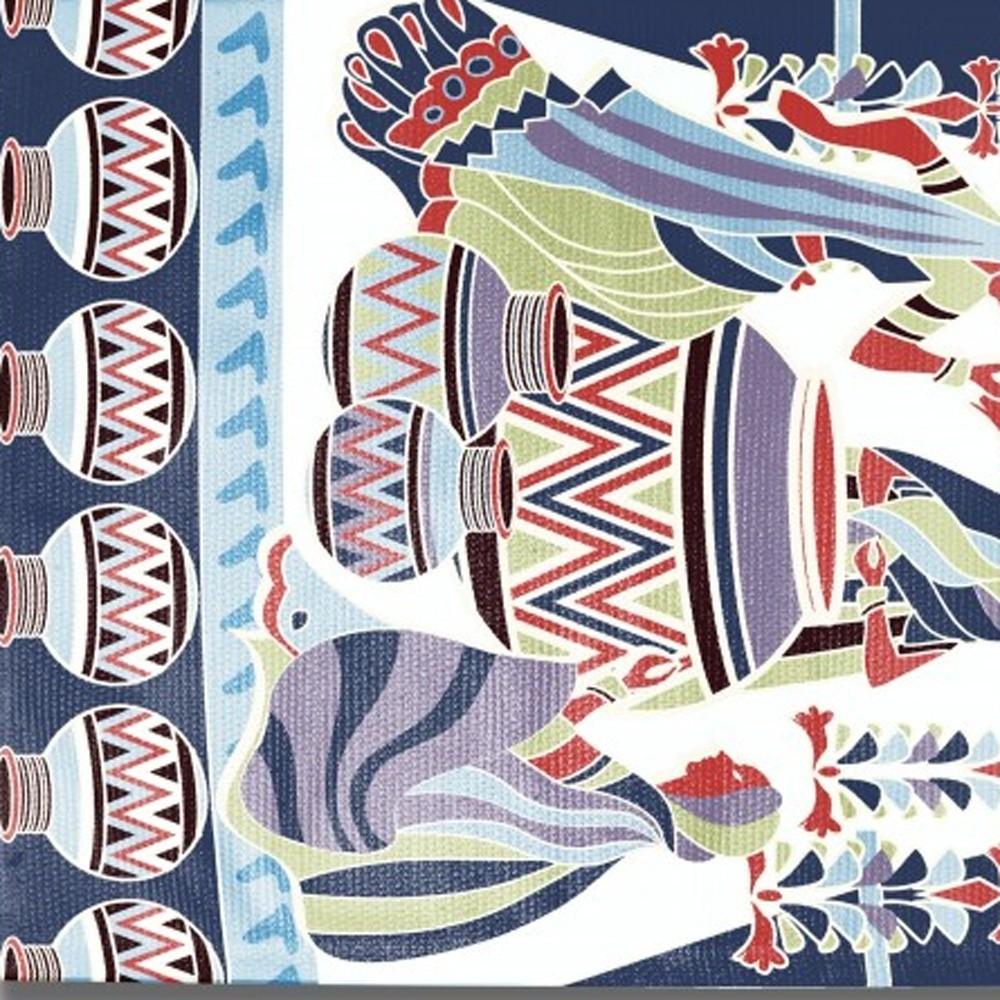 5' X 7' Red And Blue Abstract Area Rug