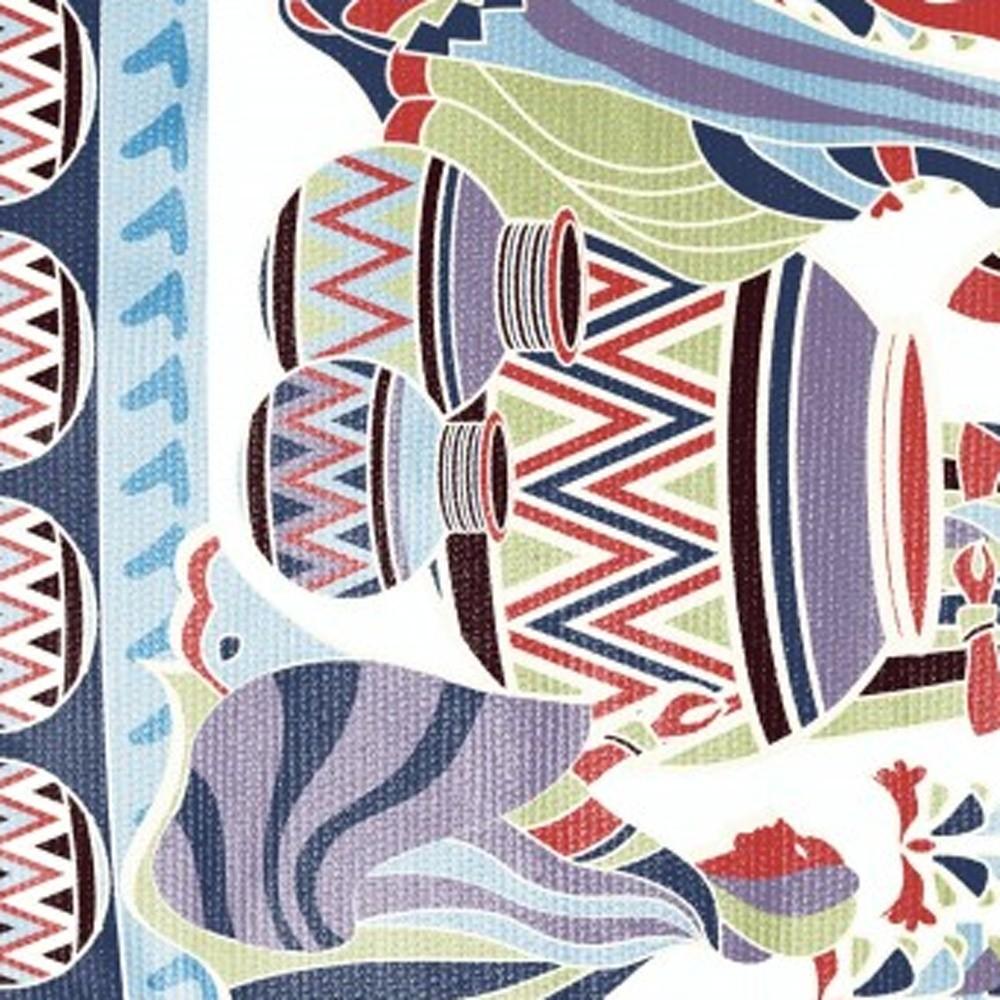 5' X 7' Red And Blue Abstract Area Rug