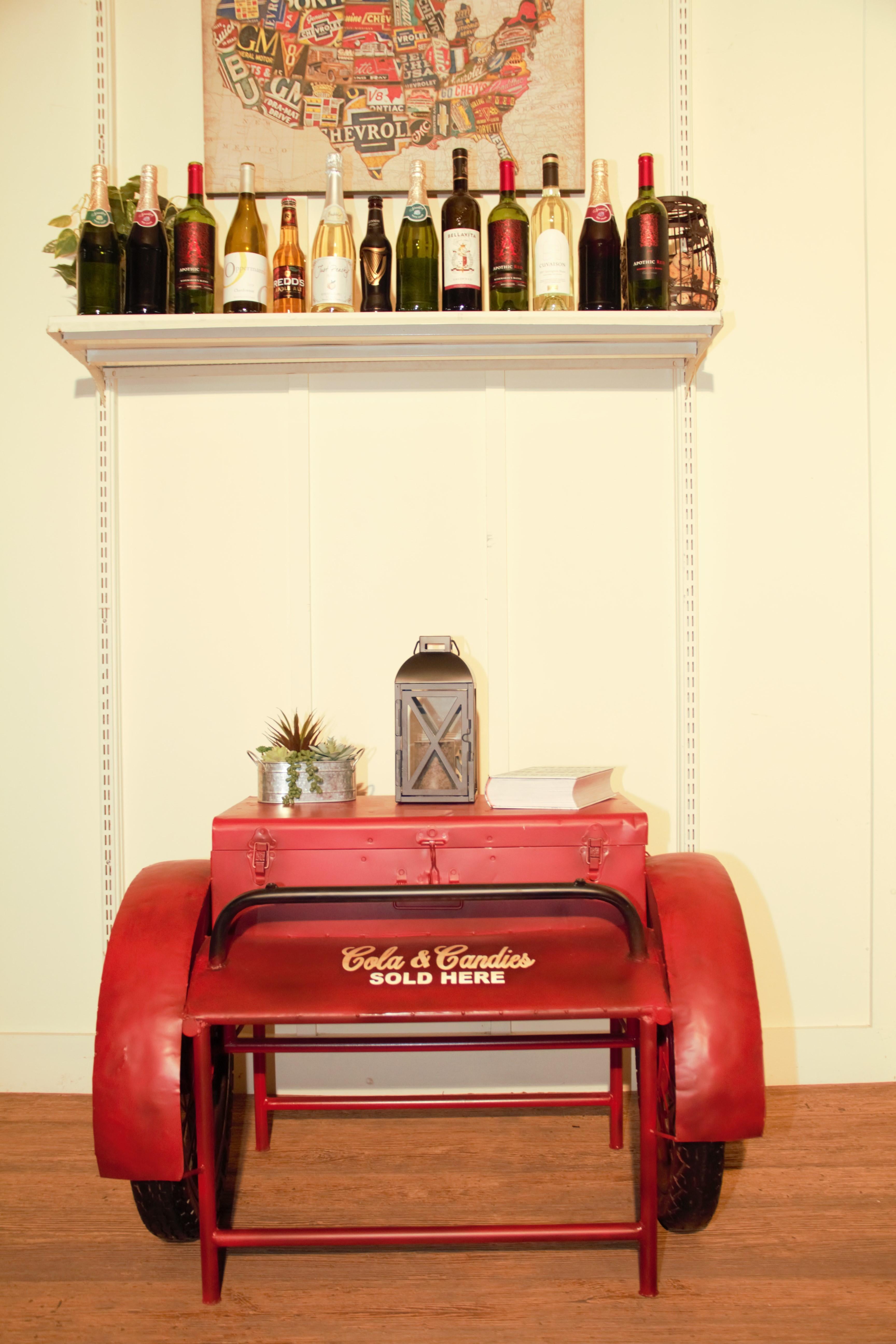 Retro Red Metal Delivery Box Accent Side Table