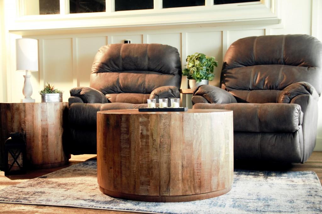 34” Rustic Natural Wooden Stump Coffee Table