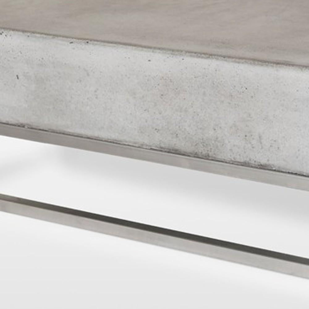 Modern Square Dark Gray Concrete and Steel Coffee Table