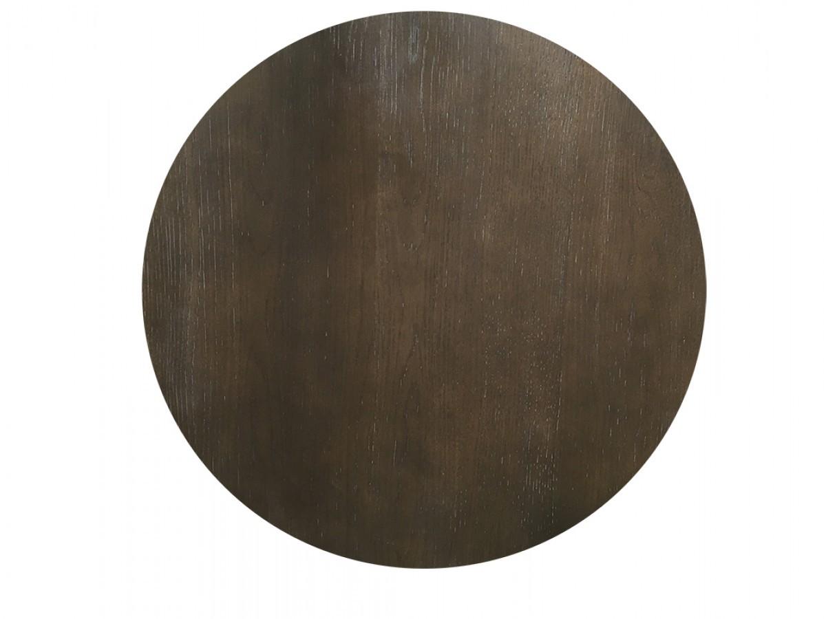 Modern Grey Concrete and Brown Oak Round Coffee Table