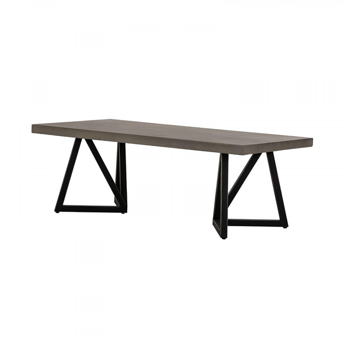 Modern Dark Gray Concrete and Black Metal Coffee Table