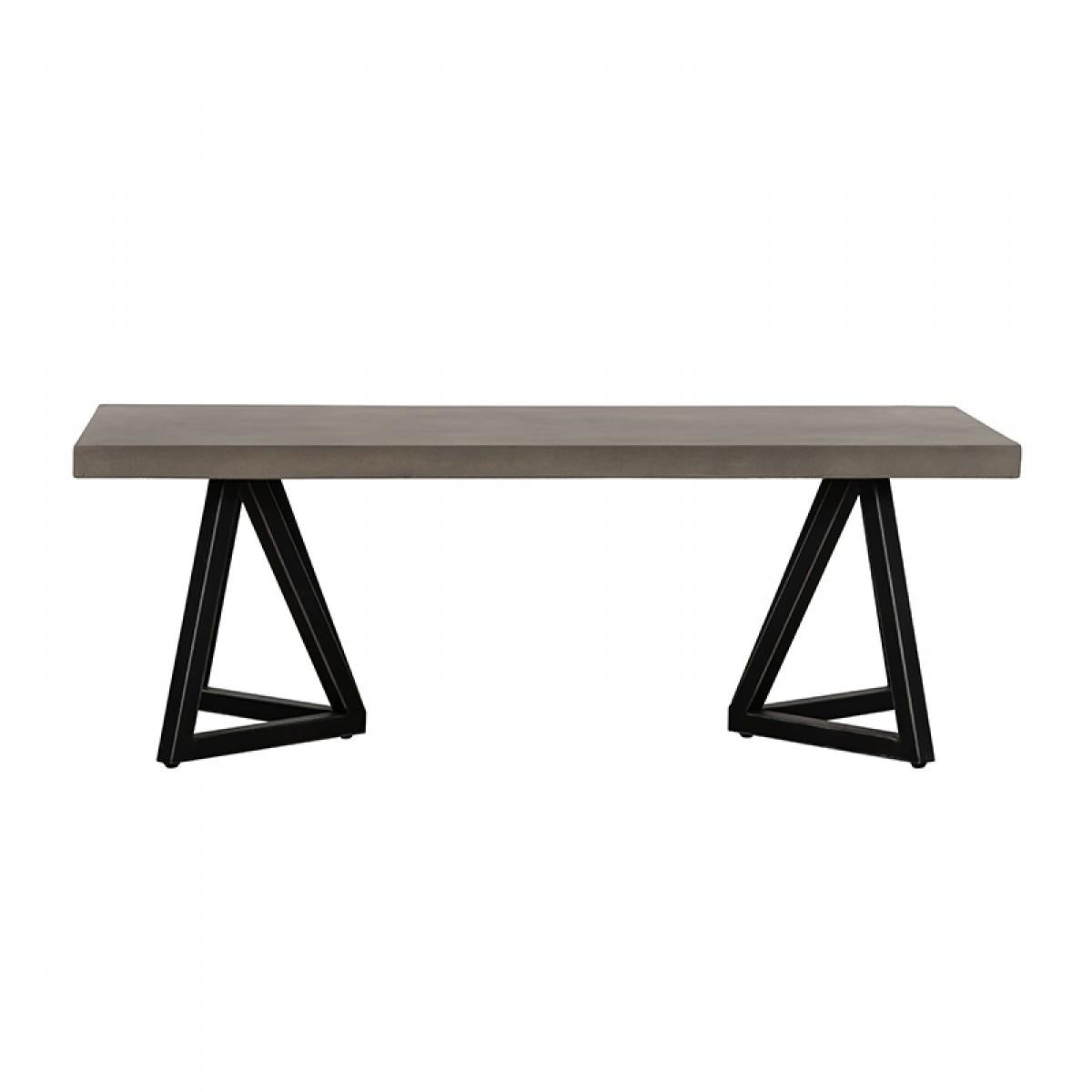 Modern Dark Gray Concrete and Black Metal Coffee Table