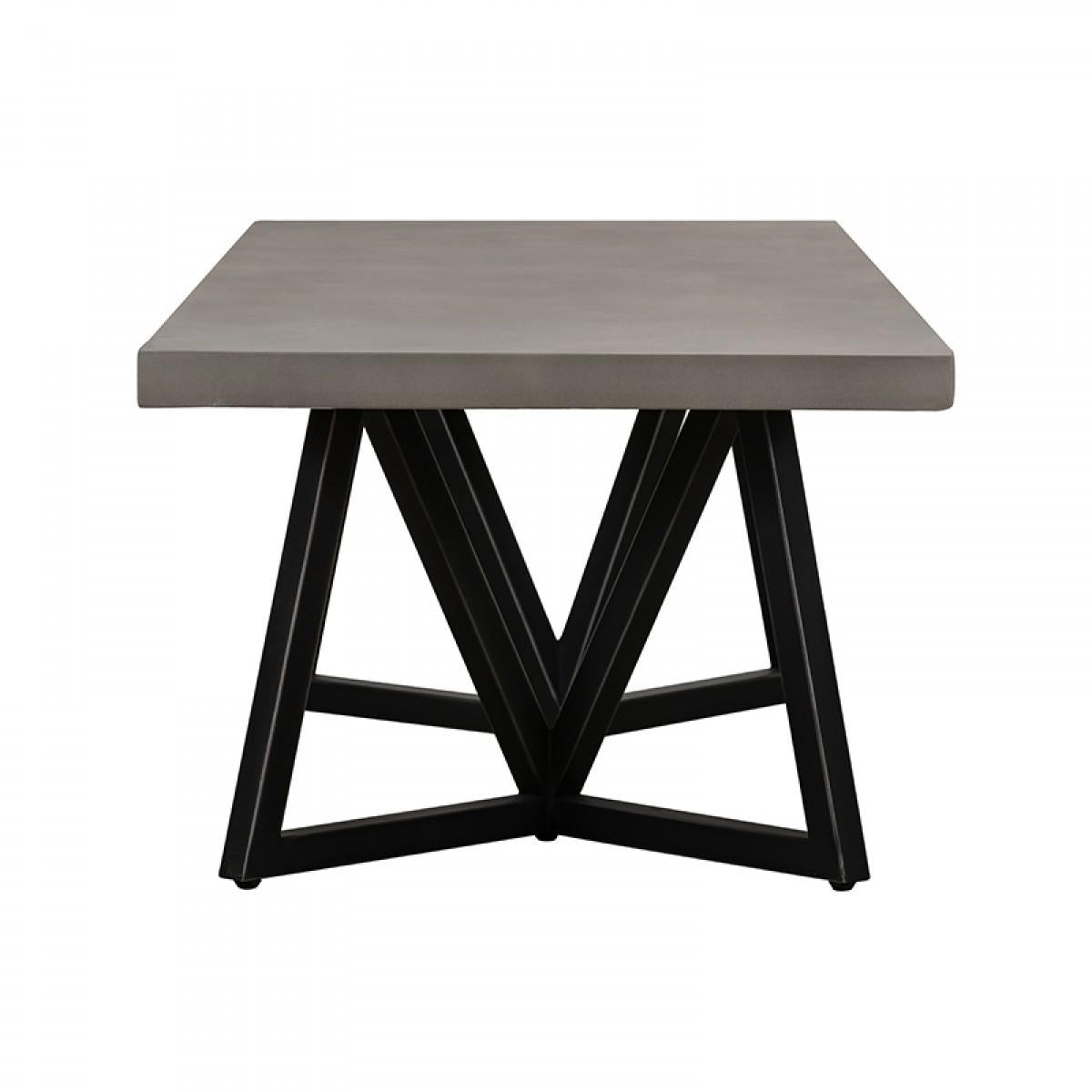 Modern Dark Gray Concrete and Black Metal Coffee Table