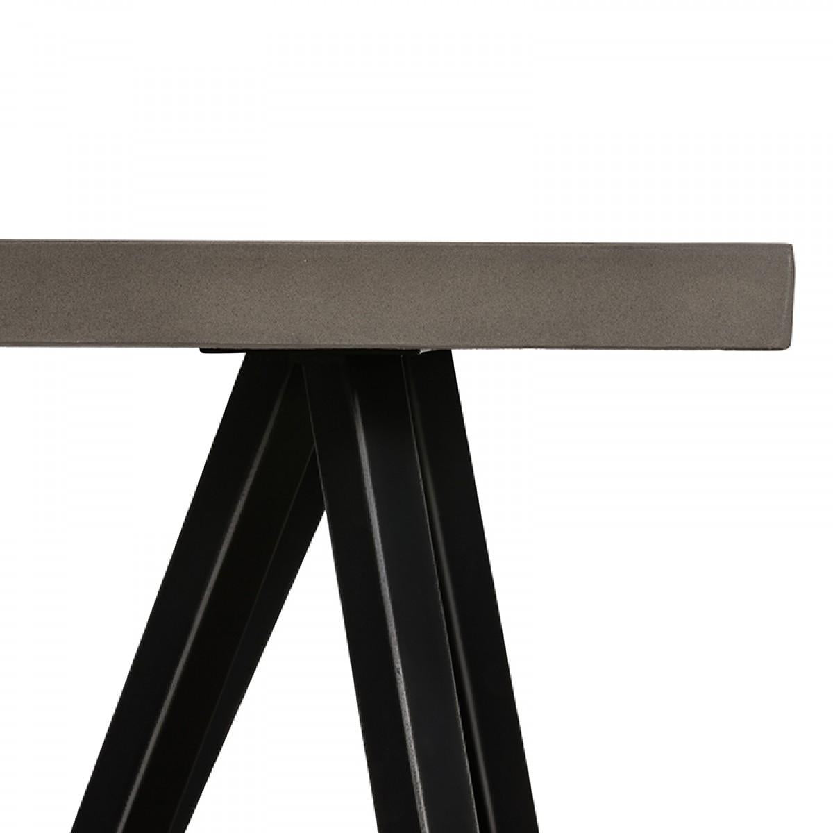 Modern Dark Gray Concrete and Black Metal Coffee Table