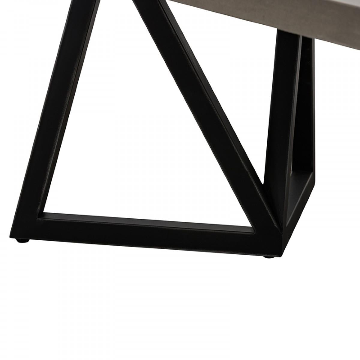 Modern Dark Gray Concrete and Black Metal Coffee Table