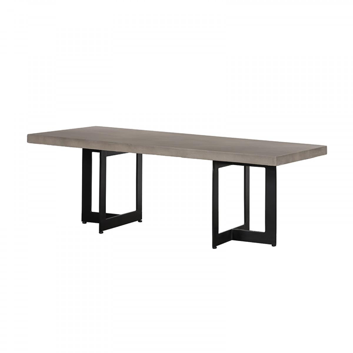 Modern Dark Gray Concrete and Black Steel Coffee Table