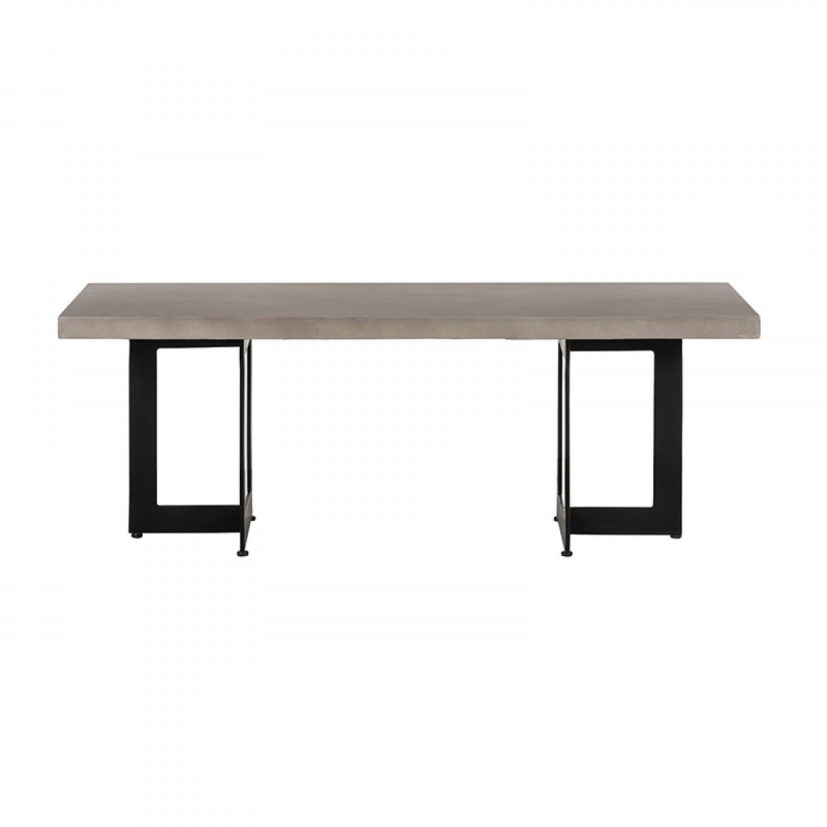 Modern Dark Gray Concrete and Black Steel Coffee Table