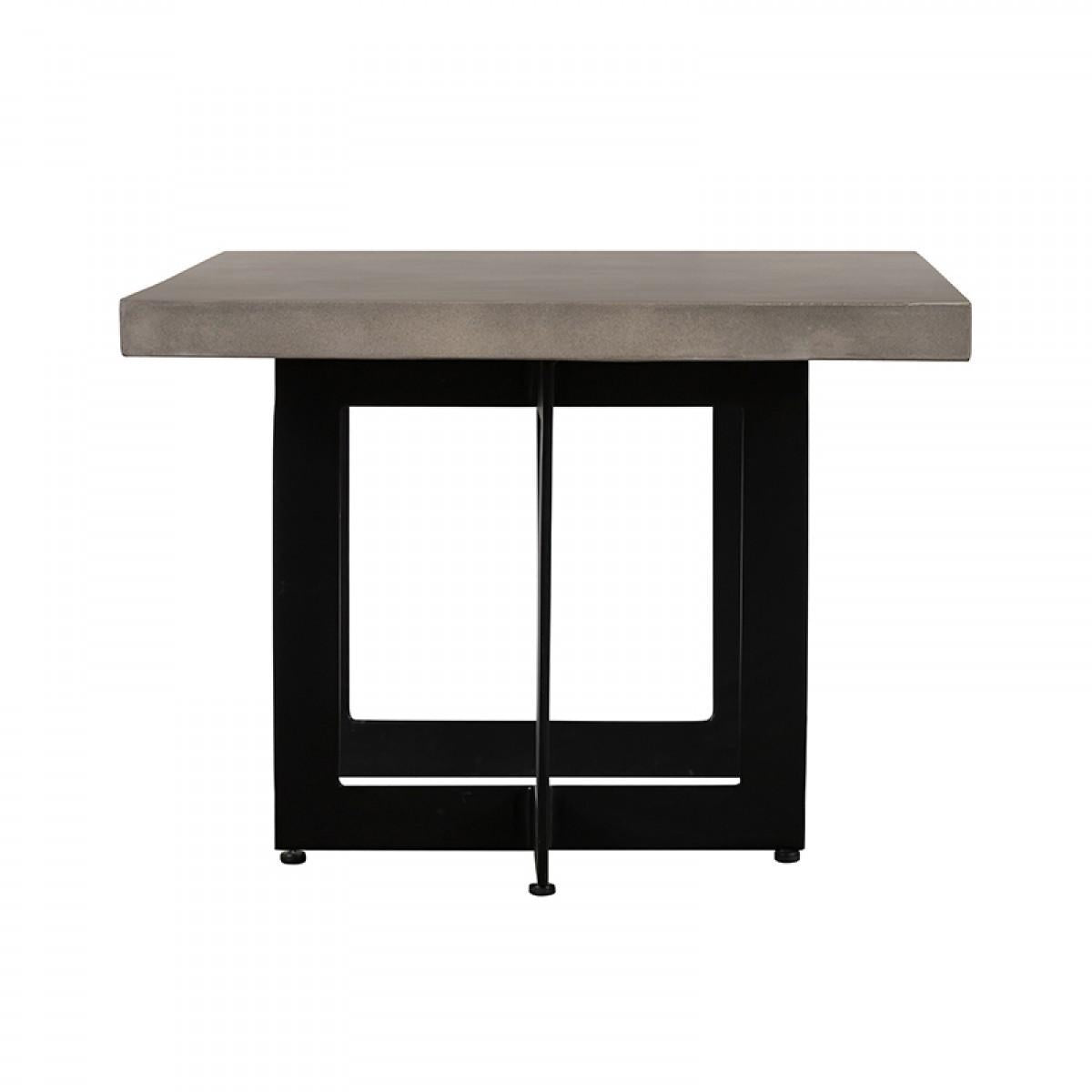 Modern Dark Gray Concrete and Black Steel Coffee Table