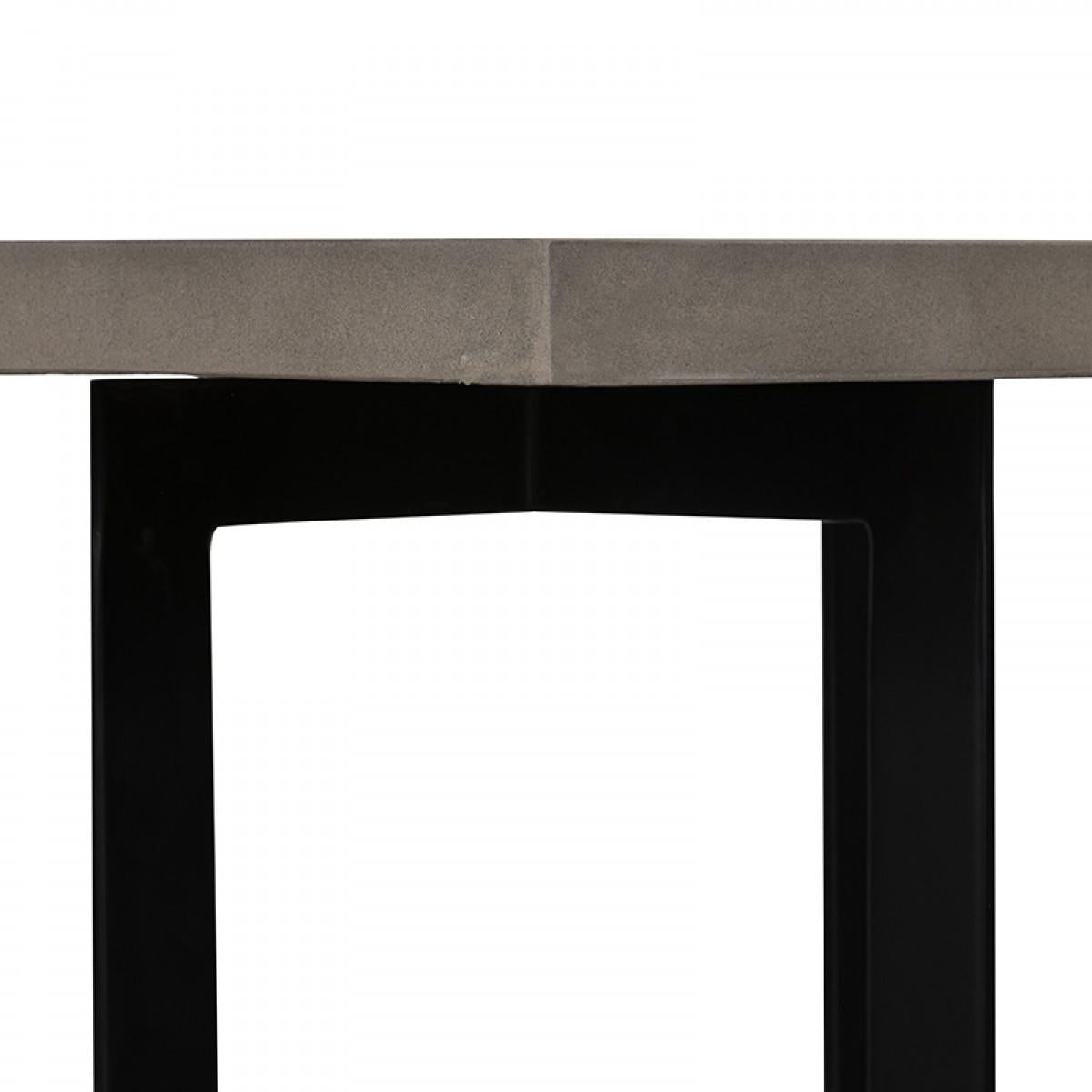 Modern Dark Gray Concrete and Black Steel Coffee Table