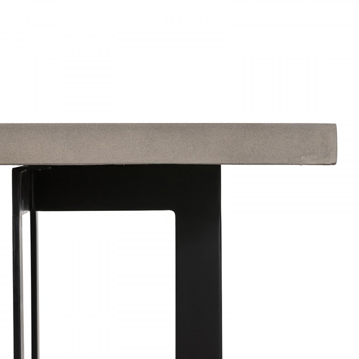 Modern Dark Gray Concrete and Black Steel Coffee Table