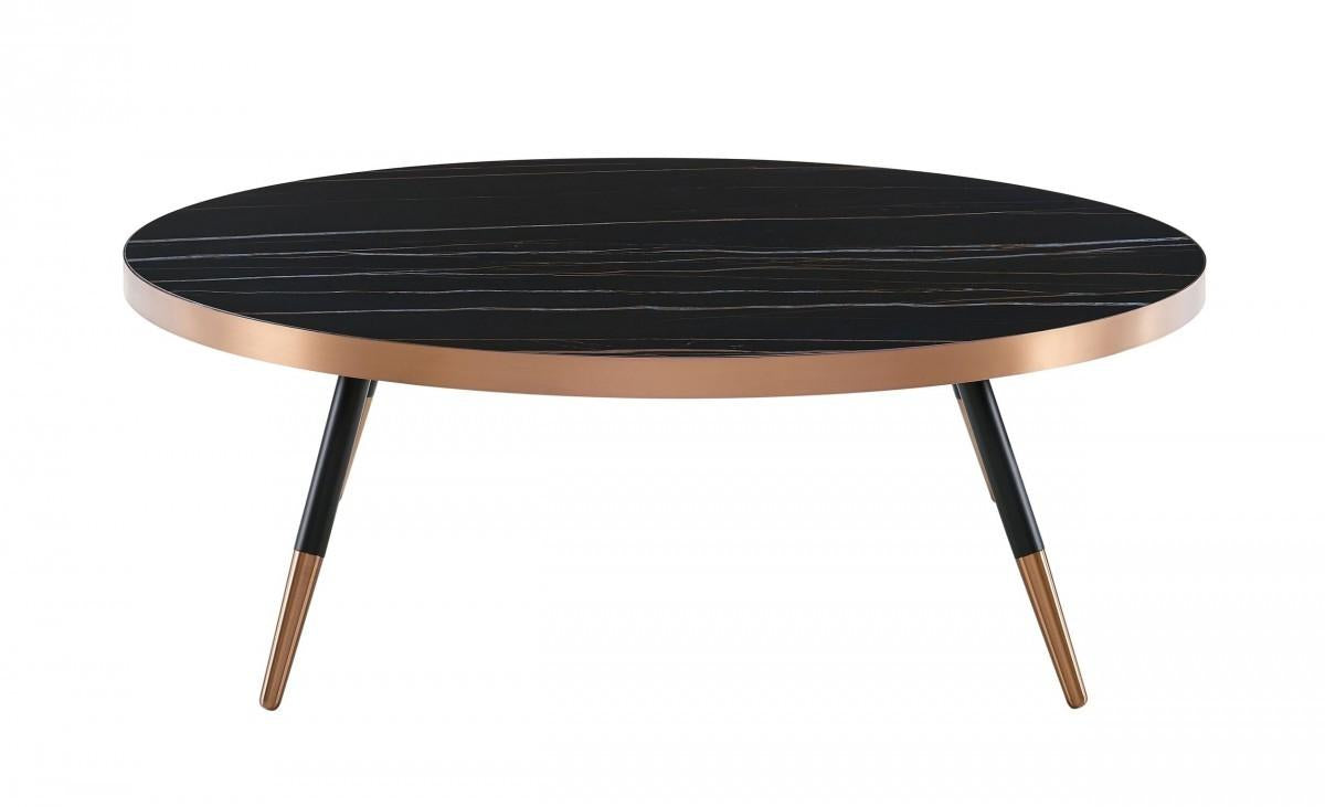 Modern Large Black and Gold Ceramic Coffee Table