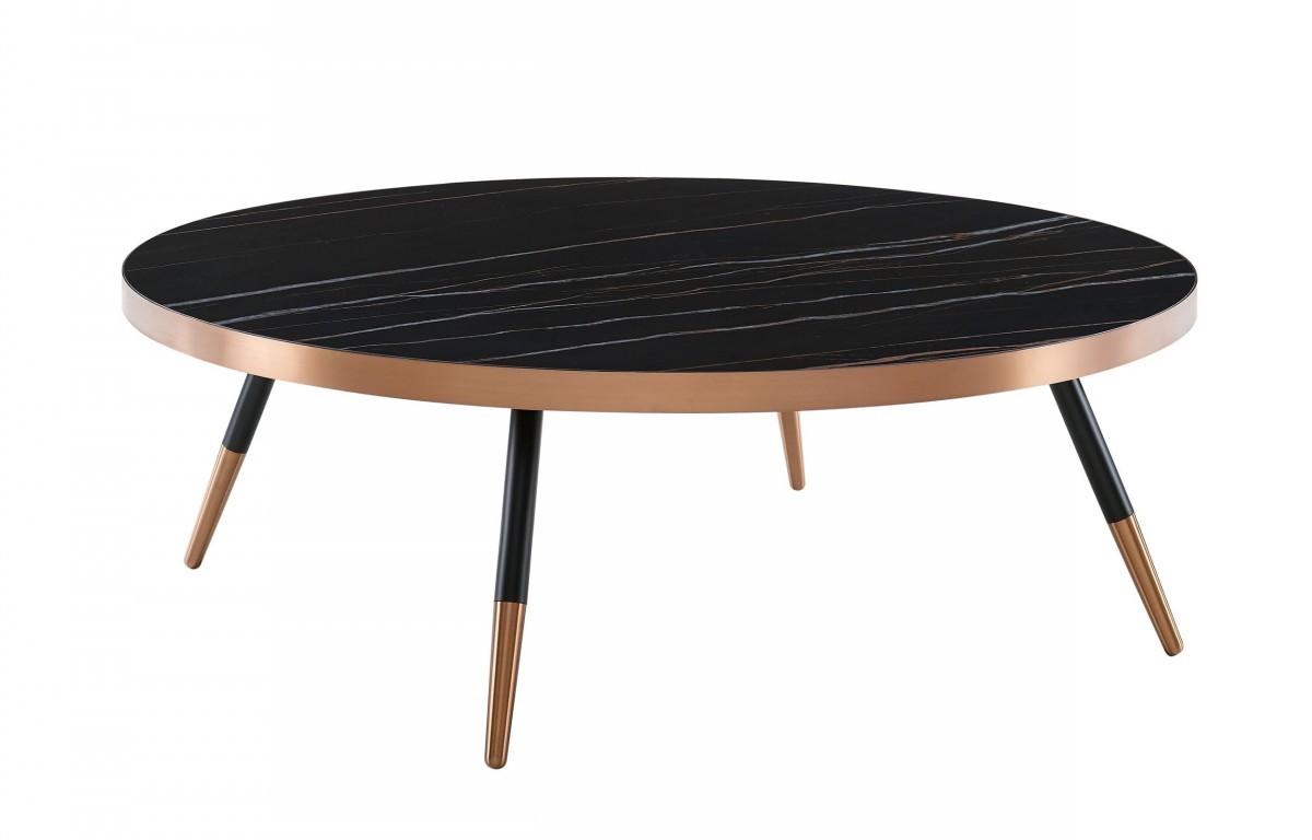 Modern Large Black and Gold Ceramic Coffee Table