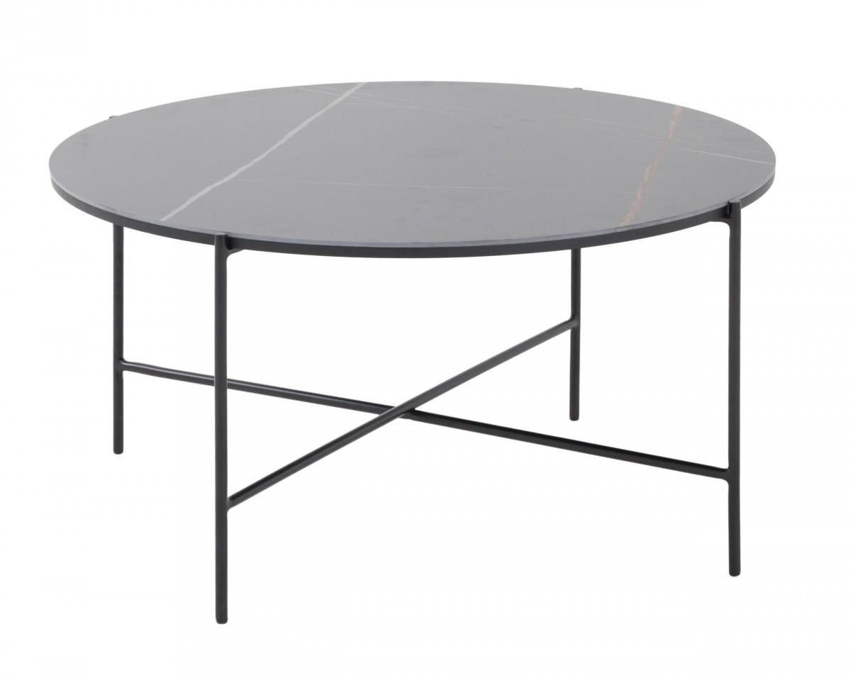 Modern Black Ceramic Round Coffee Table