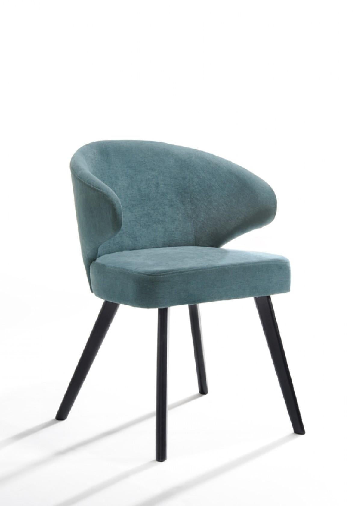 Set of Two Teal Black Modern Dining Chairs