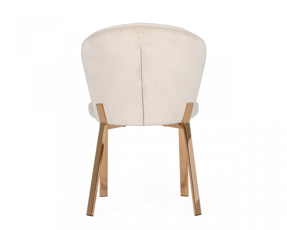 Beige Velvet Rosegold Dining Chair