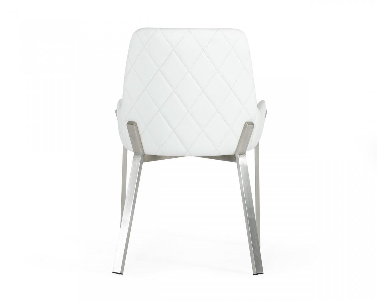 White Brushed Stainless Steel Dining Chair