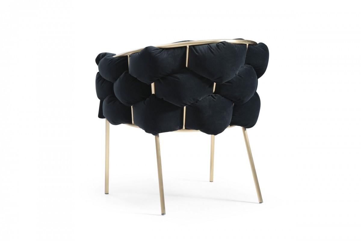 Black Geo Velvet and Champagne Gold Velvet Dining Chair