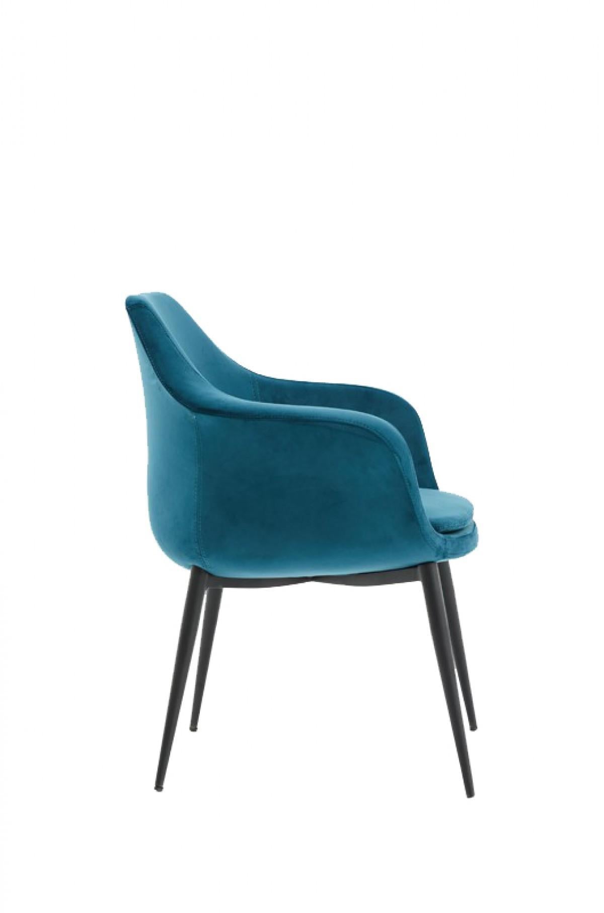 Teal and Black Velvet Dining or Side Chair