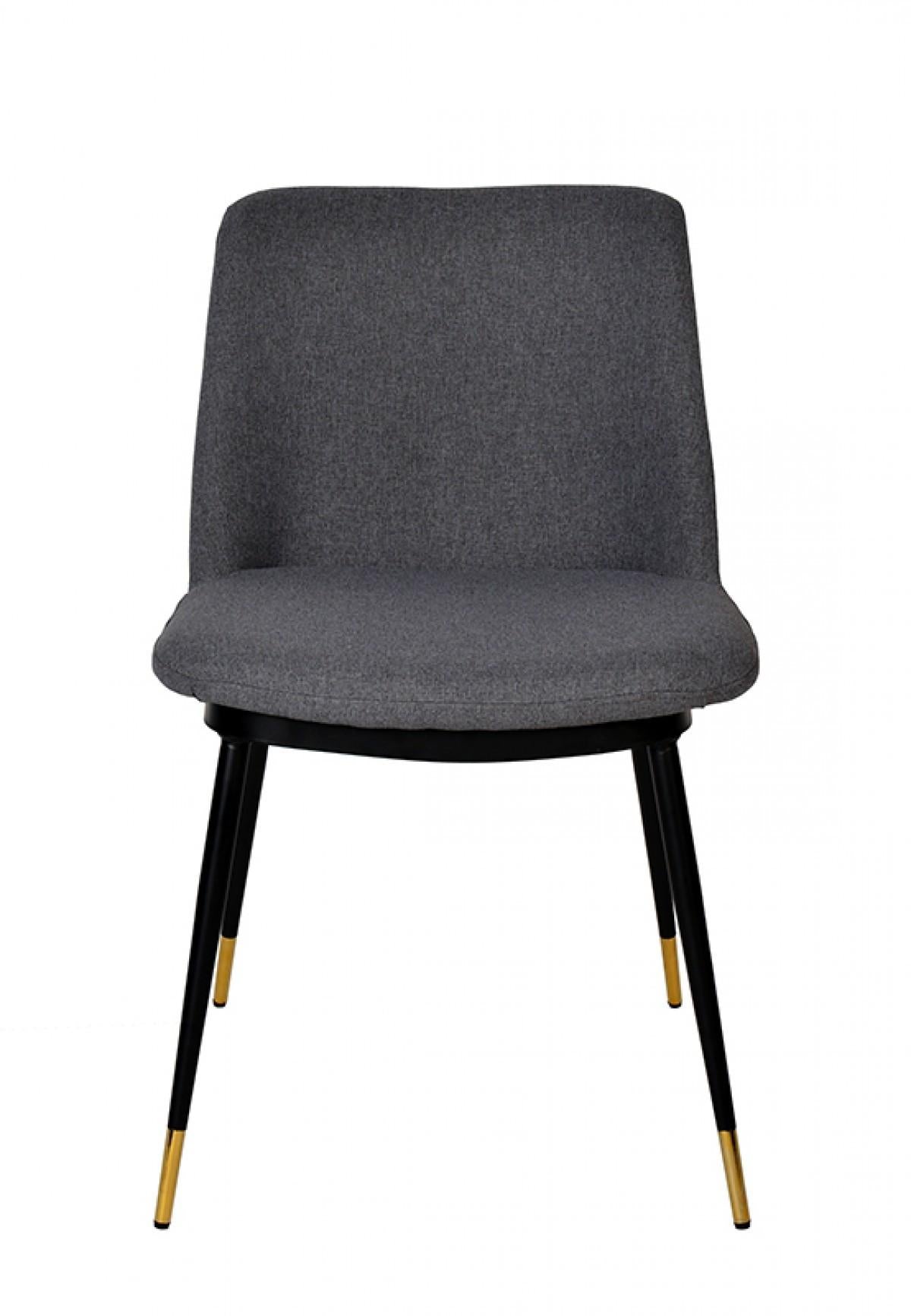 Set of Two Gray Black Dining Chairs