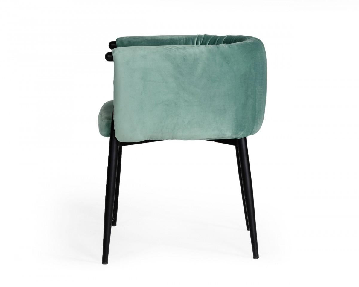 Mod Light Green and Black Velvet Dining or Side Chair