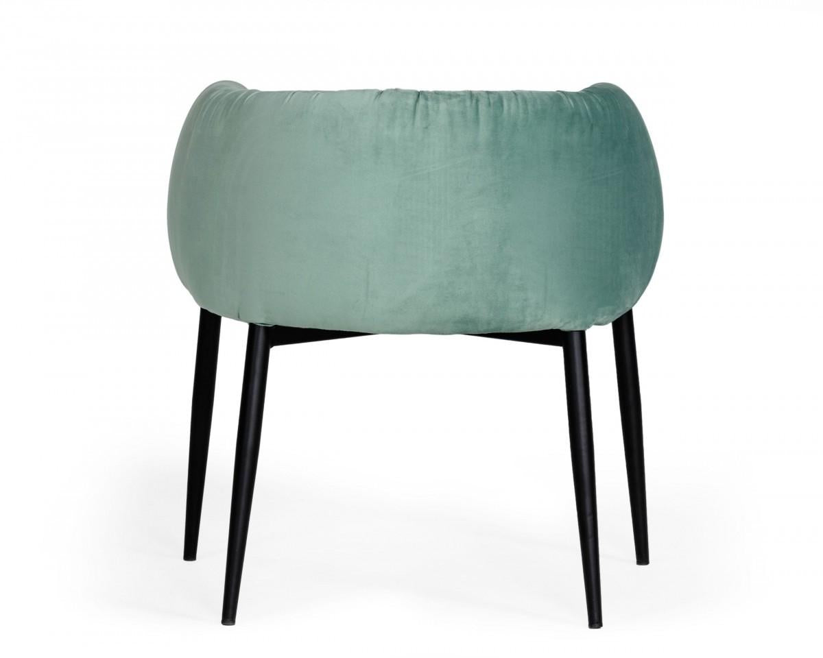 Mod Light Green and Black Velvet Dining or Side Chair