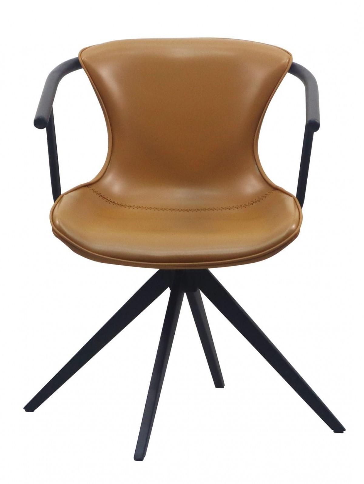 Camel Faux Leather Industrial Dining Chair