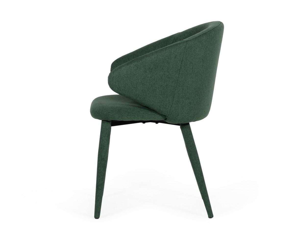 Set of Two Green Fabric Wrapped Dining Chairs