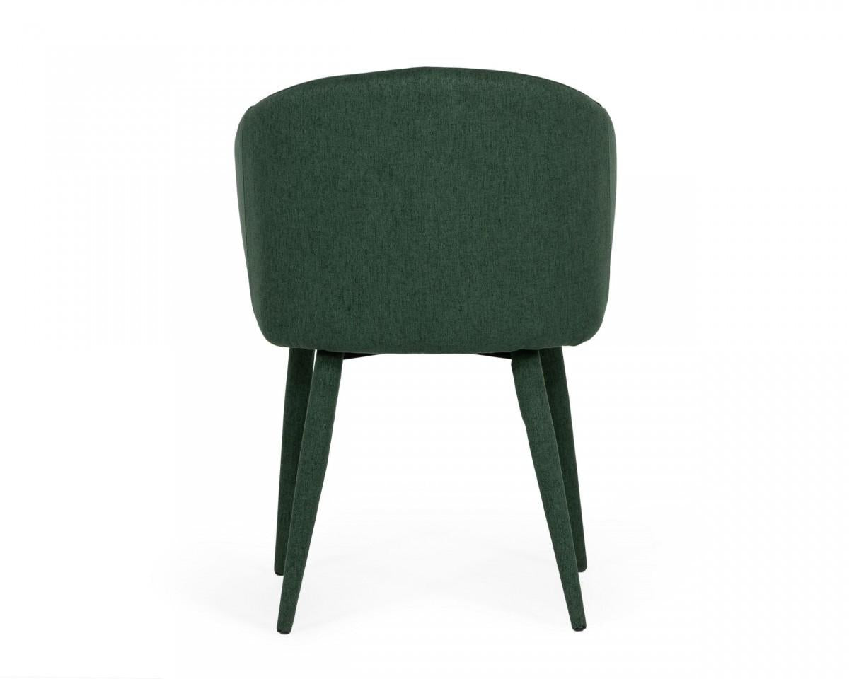 Set of Two Green Fabric Wrapped Dining Chairs