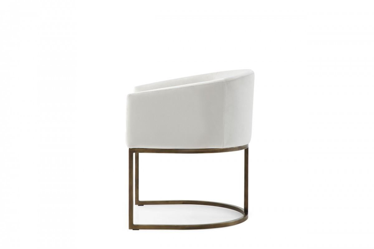 White Velvet Brass Modern Dining Chair